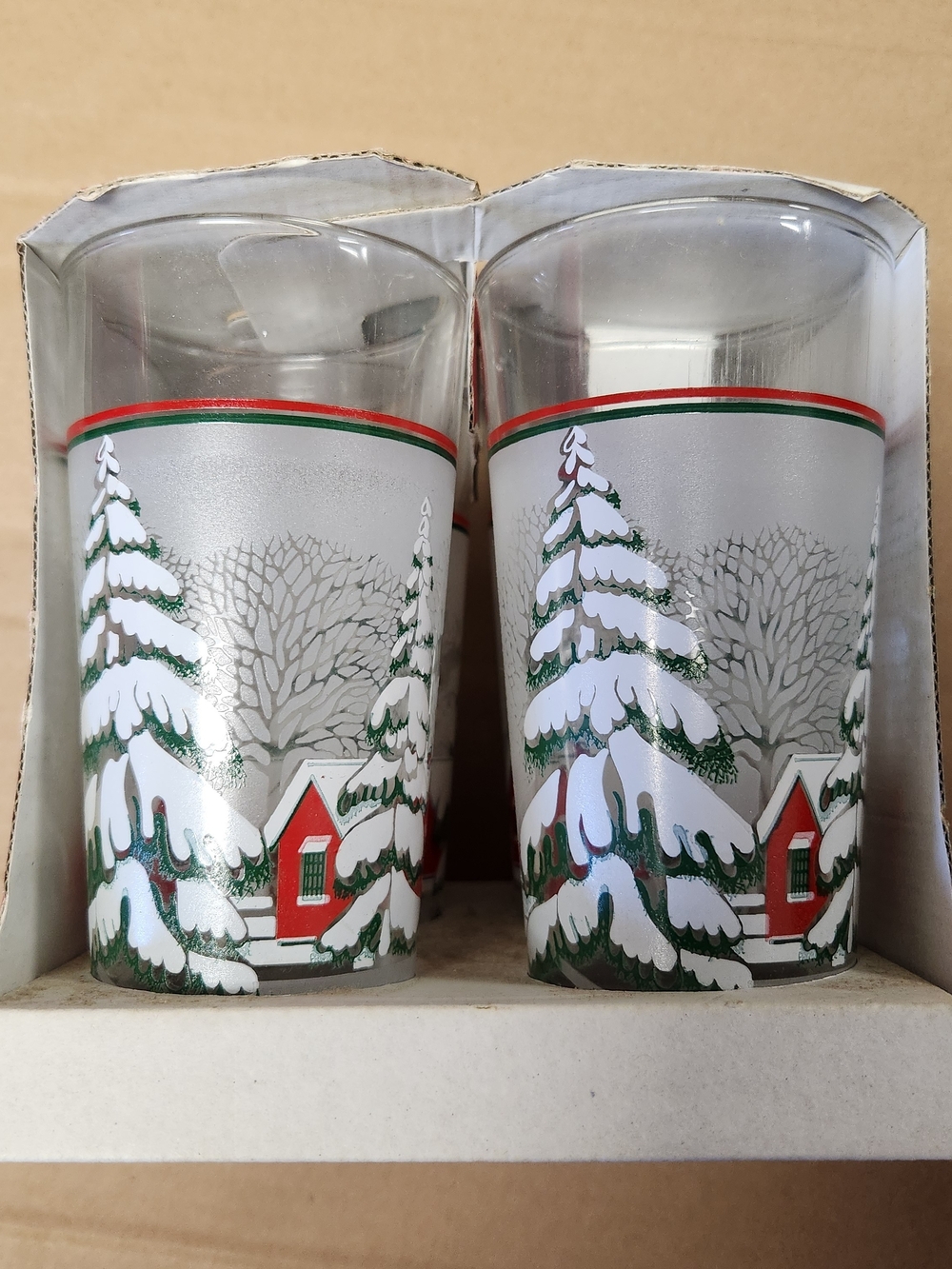 Ball Brand - Vintage  Holiday Snowy Village Drinking Glasses - Set of 4